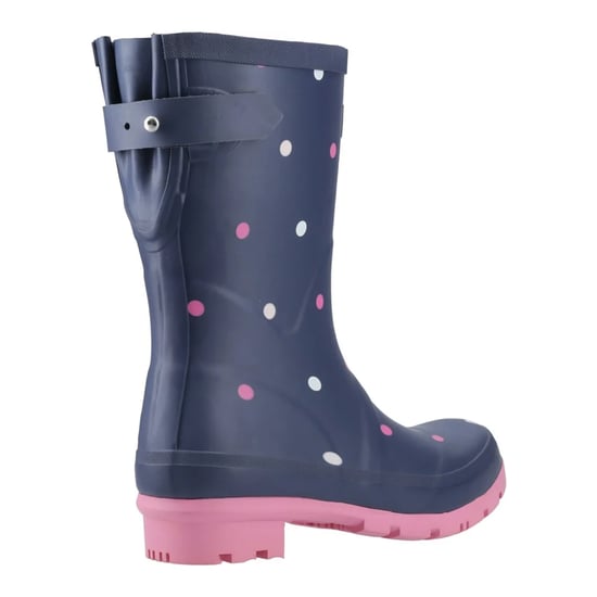 Cotswold Dames Clarence Gestippelde Mid Cut Wellingtonboots (Marineblauw/Roze) - Image 2