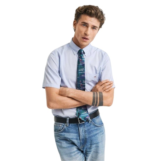 Gant Klassiek herenoverhemd met korte mouwen van popeline (Lichtblauw) - Image 1