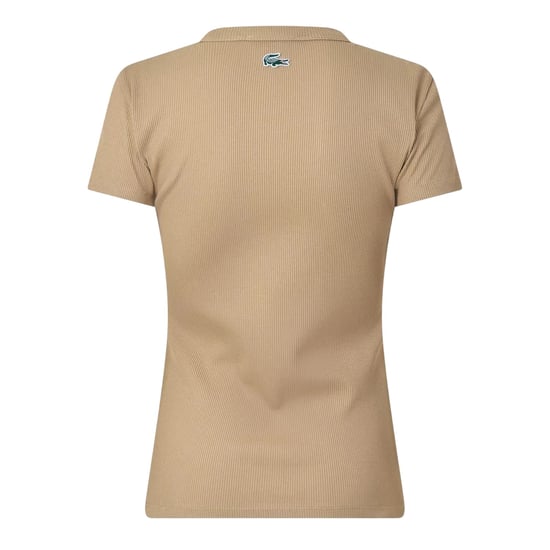 Lacoste Dames-T-shirt met ronde hals en geribbde fleece (Beige) - Image 2