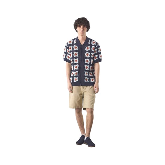 Pretty Green Herenoverhemd van Timperley met geometrisch haakpatroon en getailleerde pasvorm (Marine) - Image 1