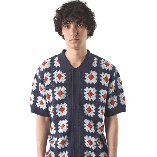 Pretty Green Herenoverhemd van Timperley met geometrisch haakpatroon en getailleerde pasvorm (Marine) - Image 4