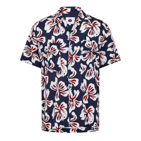 Pretty Green Herenoverhemd met bloemenprint in Bauhaus-stijl, normale pasvorm (Marine) - Image 1