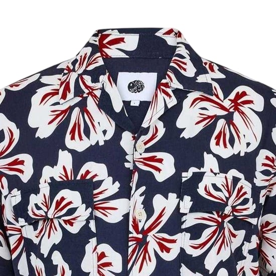 Pretty Green Herenoverhemd met bloemenprint in Bauhaus-stijl, normale pasvorm (Marine) - Image 3