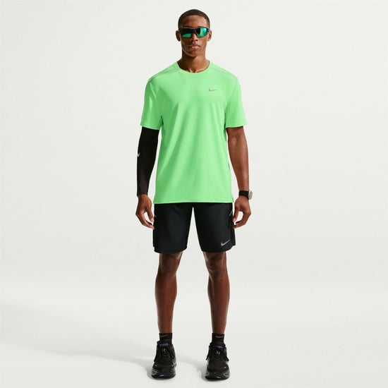 Nike Heren T-shirt Miler met Swoosh en reflecterende details (Groen/zilver) - Image 5