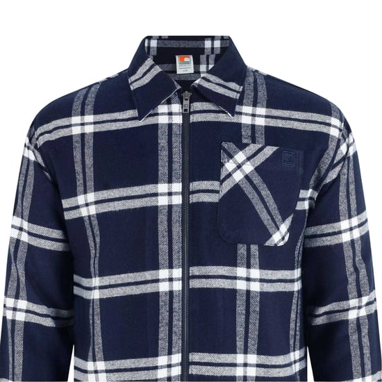 SoulCal Heren-shacket van geruite flanel met doorlopende rits en lange mouwen (Marine) - Image 4
