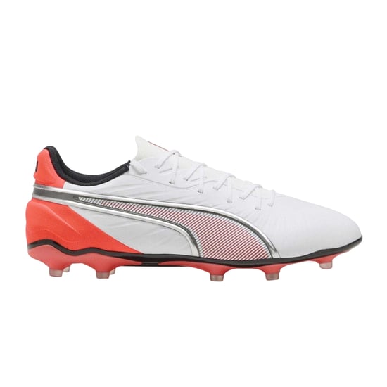 Puma Heren King Match Stevige Grond Voetbalschoenen (Wit, Rood) - Image 2