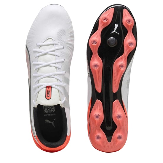 Puma Heren King Match Stevige Grond Voetbalschoenen (Wit, Rood) - Image 3