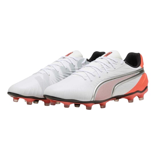 Puma Heren King Match Stevige Grond Voetbalschoenen (Wit, Rood) - Image 4