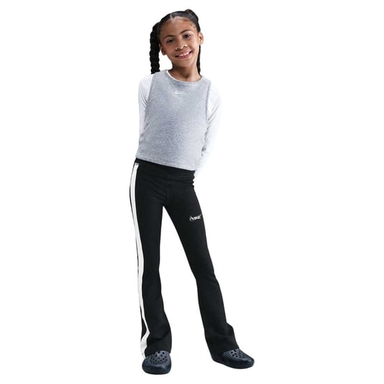 Nike Legging met klassiek logo en uitlopende pijpen voor meisjes (Zwart/Wit) - Image 1