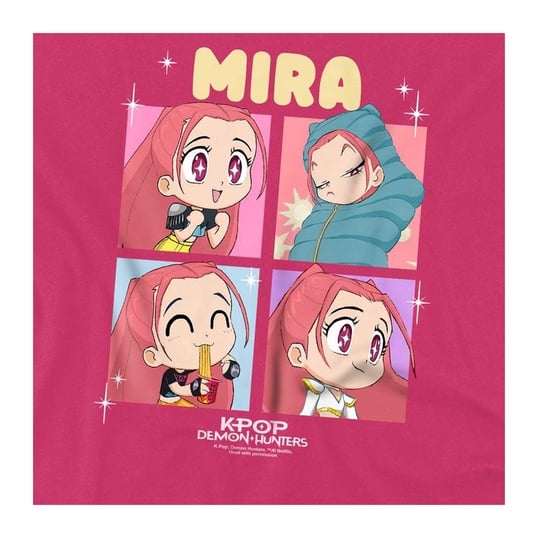 K-Pop Demon Hunters Kinderen Huntrix Mira Chibi Groep T-Shirt (Fuchsia) - Image 4