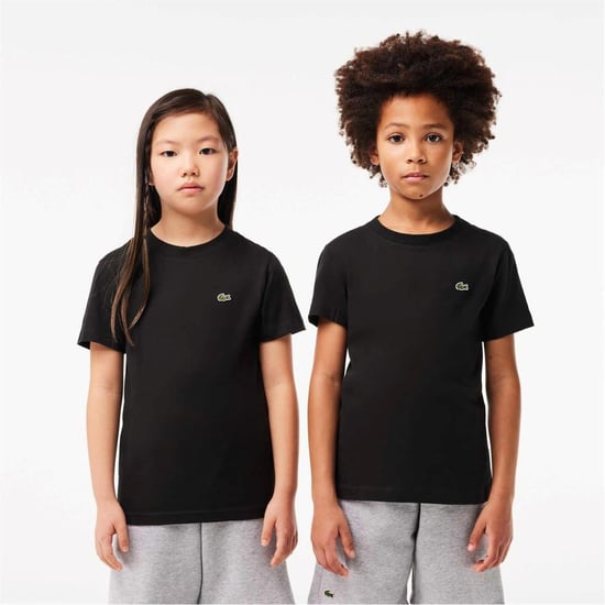 Lacoste Basis T-shirt met borduursel voor kinderen, normale pasvorm (Zwart) - Image 1