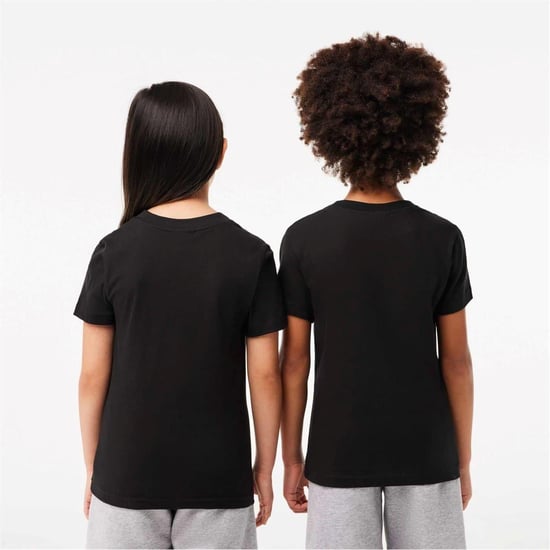 Lacoste Basis T-shirt met borduursel voor kinderen, normale pasvorm (Zwart) - Image 3