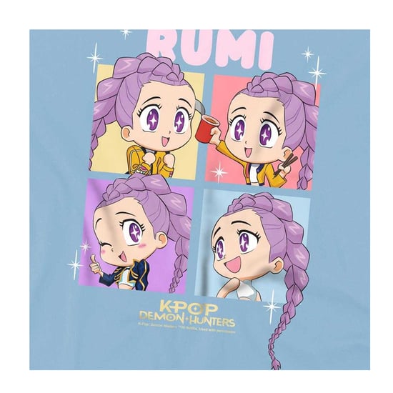 K-Pop Demon Hunters Kinderen Huntrix Rumi Chibi Groep T-Shirt (Lichtblauw) - Image 3