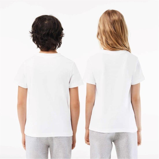 Lacoste Basis T-shirt met borduursel voor kinderen, normale pasvorm (Wit) - Image 3
