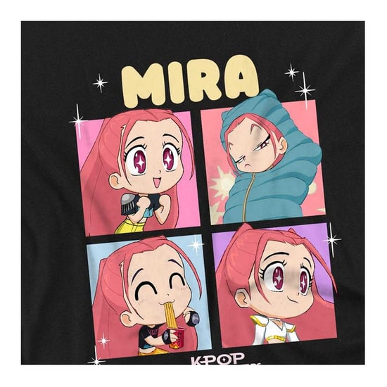 K-Pop Demon Hunters Huntrix Mira Chibi-groeps-T-shirt voor kinderen (Zwart) - Image 4