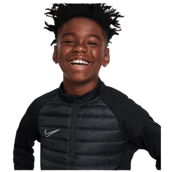 Nike Raglan-shirt met lange mouwen en Swoosh-logo voor kinderen, van drillstof (Zwart/Reflecterend) - Image 3
