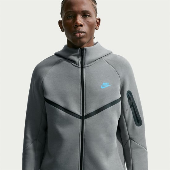 Nike Heren-hoodie met ritssluiting en chevronpatroon (Rook Grijs) - Image 1