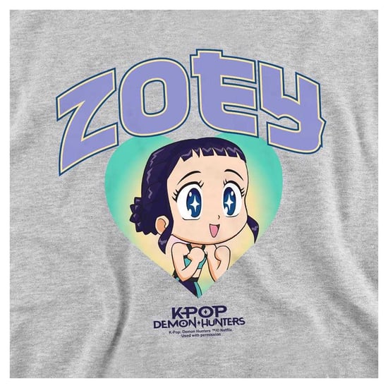 K-Pop Demon Hunters Kinderen Zoey Collegiale Pullover Hoodie (Heather Grey) - Image 4