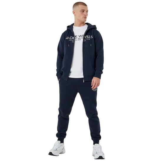 Jack Wills Heren Pinebrook hoodie met print en doorlopende ritssluiting (Marine) - Image 1