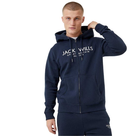 Jack Wills Heren Pinebrook hoodie met print en doorlopende ritssluiting (Marine) - Image 2
