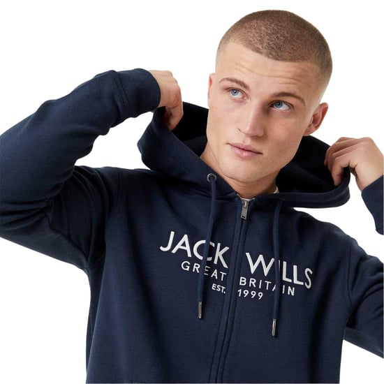 Jack Wills Heren Pinebrook hoodie met print en doorlopende ritssluiting (Marine) - Image 4