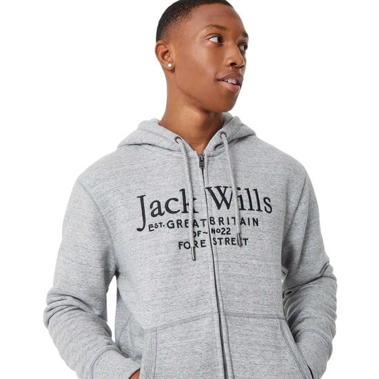 Jack Wills Heren Pinebrook hoodie met print en doorlopende ritssluiting (Grijze Mergel) - Image 4