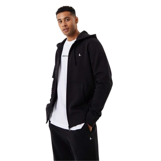Jack Wills Heren Pinebrook hoodie met print en doorlopende ritssluiting (Zwart) - Image 2