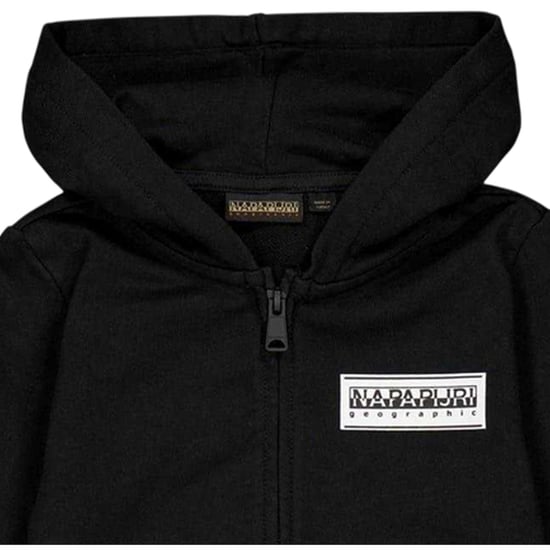 Napapijri Hoodie met volledige ritssluiting en chamois-voering voor kinderen (Zwart) - Image 4