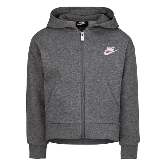 Nike Katoenen hoodie met capuchon en doorlopende rits voor kinderen, met geborduurd logo (Carbon Heather) - Image 1