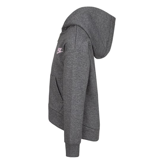Nike Katoenen hoodie met capuchon en doorlopende rits voor kinderen, met geborduurd logo (Carbon Heather) - Image 4