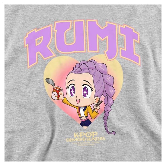 K-Pop Demon Hunters Kinderen Huntrix Rumi Collegiale Pullover Hoody (Heather Grey) - Image 3