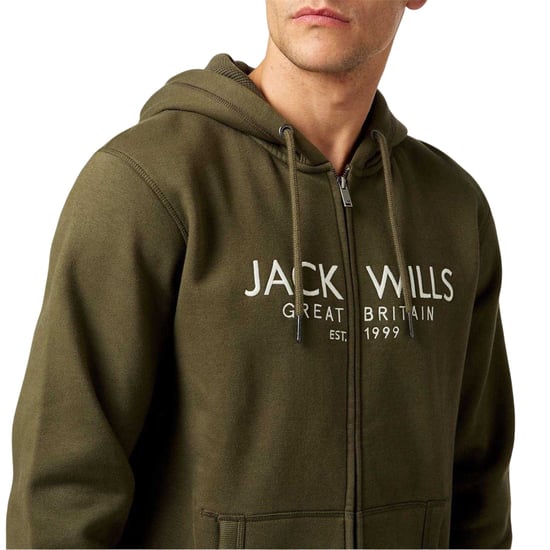 Jack Wills Heren Pinebrook hoodie met print en doorlopende ritssluiting (Blad) - Image 4