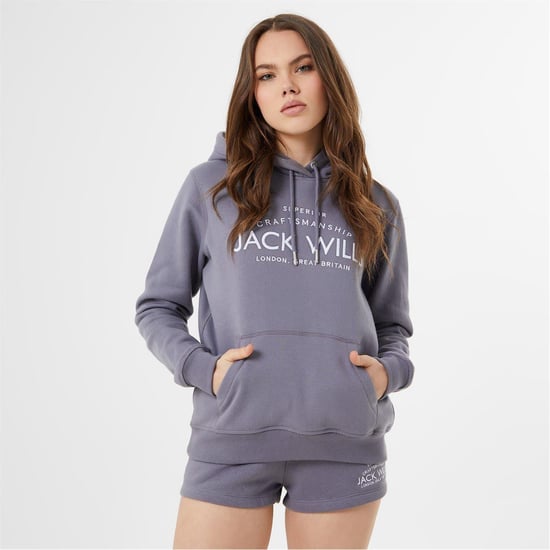 Jack Wills Hoodie met grafisch logo voor dames (Grijsblauw) - Image 1