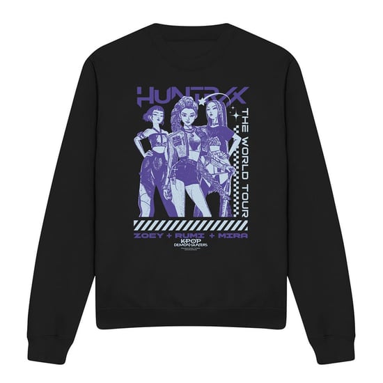 K-Pop Demon Hunters Unisex Volwassenen Huntrix Wereldtour Geposte Sweatshirt (Zwart) - Image 1