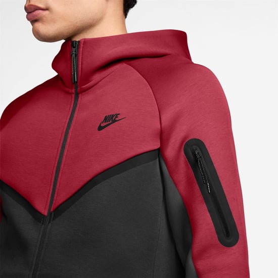 Nike Heren-hoodie met ritssluiting en chevronpatroon (Rood, Zwart) - Image 3