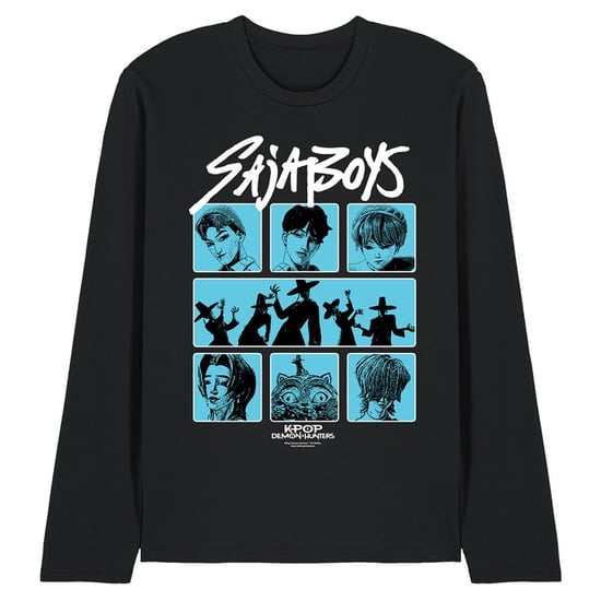 K-Pop Demon Hunters Unisex Volwassen Saja Jongens Geposteriseerde Vierkante Langsleef T-Shirt (Zwart) - Image 1