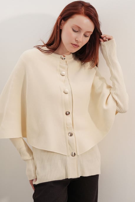 Geribbelde Textuur Lange Mouwen Knopen Cardigan - Image 3