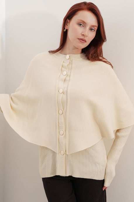Geribbelde Textuur Lange Mouwen Knopen Cardigan - Image 4