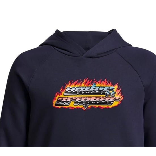 Under Armour Raglan-hoodie met vlammenprint voor jongens (Gewassen marine) - Image 4