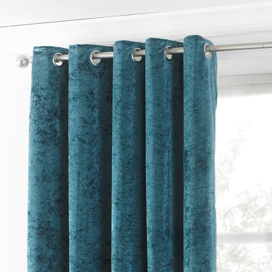 Verona Gecrushed Velours Ooglet Gordijnen in Teal - Image 2