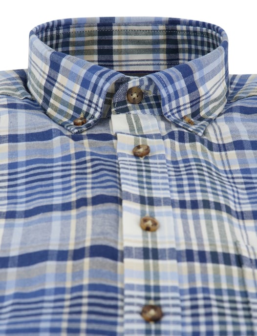 Fynch-Hatton overhemd ml 5 blauw geruit flanel - Image 3