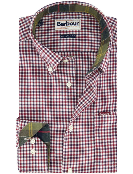 Barbour overhemd rood geruit katoen slim fit - Image 1