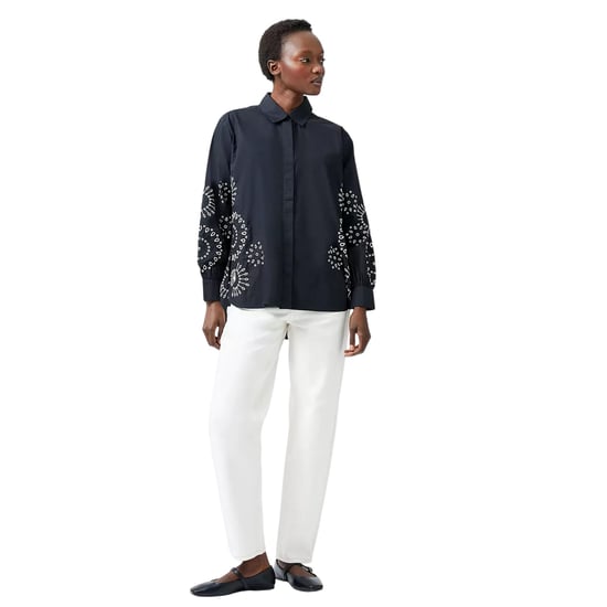 French Connection Dames/Dames Relaxed Fit Shirt Met Lange Mouwen (Zwart/Crème) - Image 2