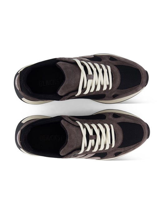 Blackstone bruin zwart effen sneakers suede - Image 4
