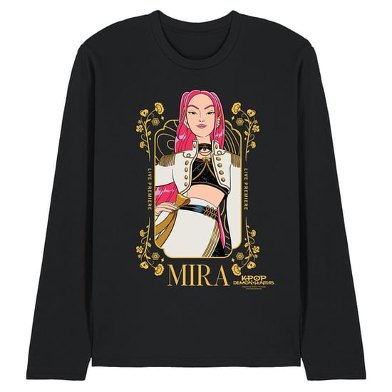 K-Pop Demon Hunters Unisex Mira Frame T-shirt met lange mouwen voor volwassenen (Zwart/Goud) - Image 1