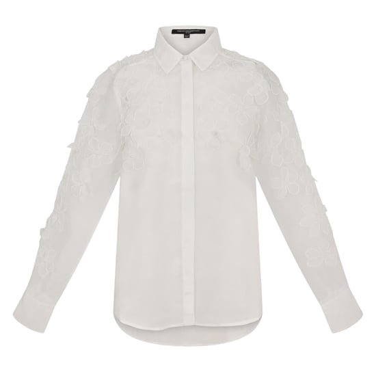 French Connection Dames-shirt met bloemenprint, 3D-effect en lange mouwen (Wit) - Image 2