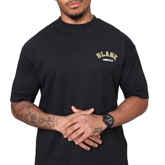 Blank Essentials Oversized T-shirt voor heren (College-stijl) (Zwart) - Image 5