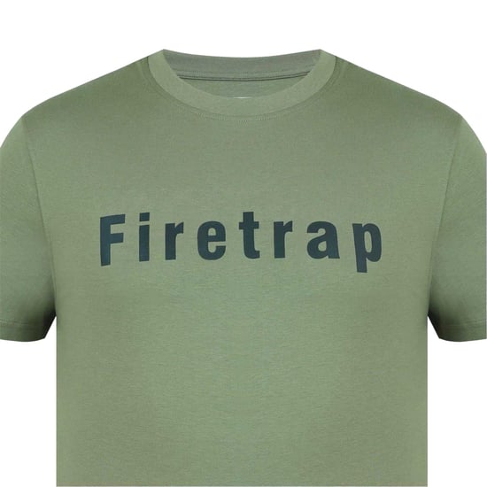 Firetrap Heren T-shirt katoen met logo (Kaki Groen) - Image 3