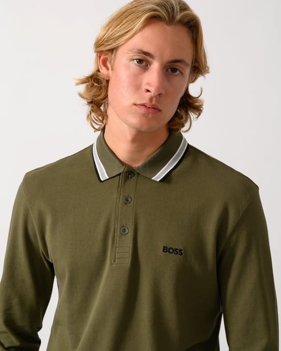 Poloshirt BOSS Plisy groen katoenpiqué - Image 2
