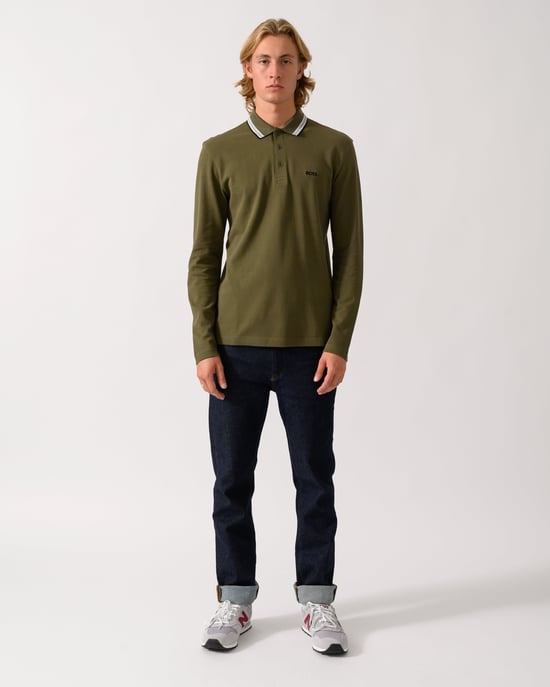 Poloshirt BOSS Plisy groen katoenpiqué - Image 3